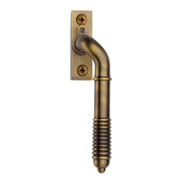 V895L RH-AT  Right Hand  Antique Brass  Heritage Brass Locking Reeded Cranked Espagnolette Fastener
